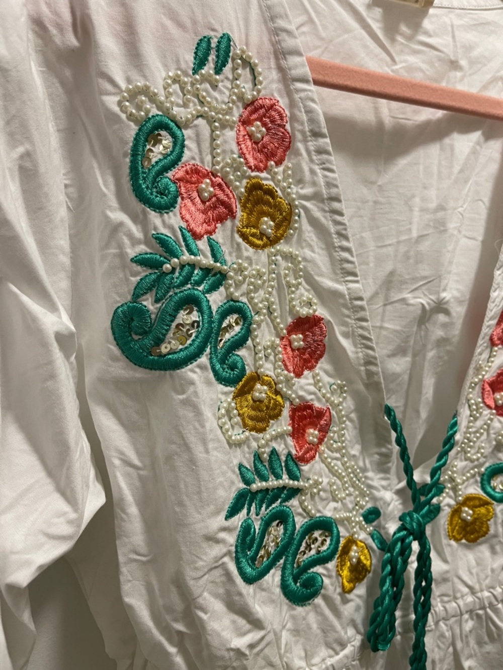 POL Embroidered Beaded Bohemian Crop w/ Tassels - Picture 5 of 10